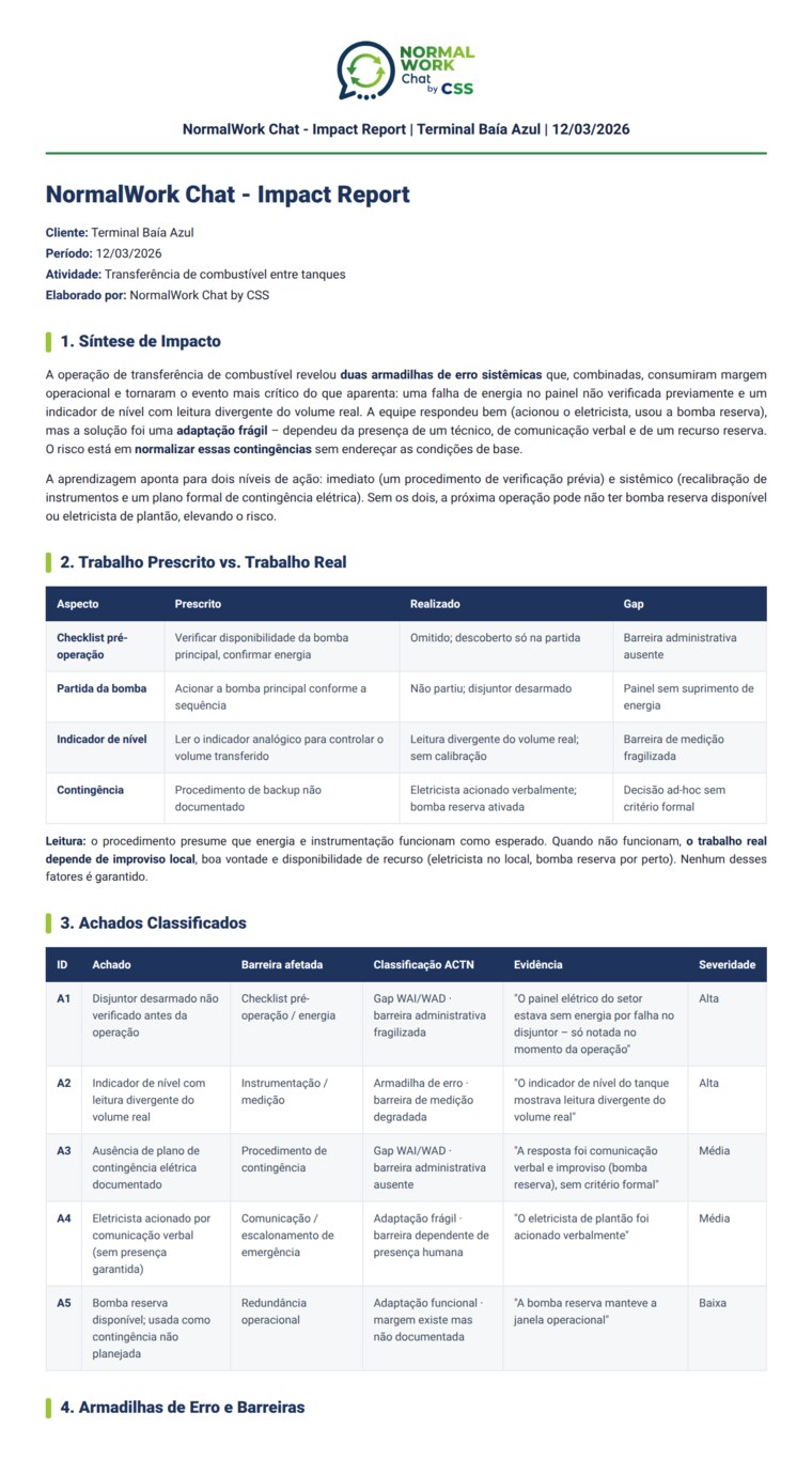 Impact Report gerado pelo NormalWork Chat